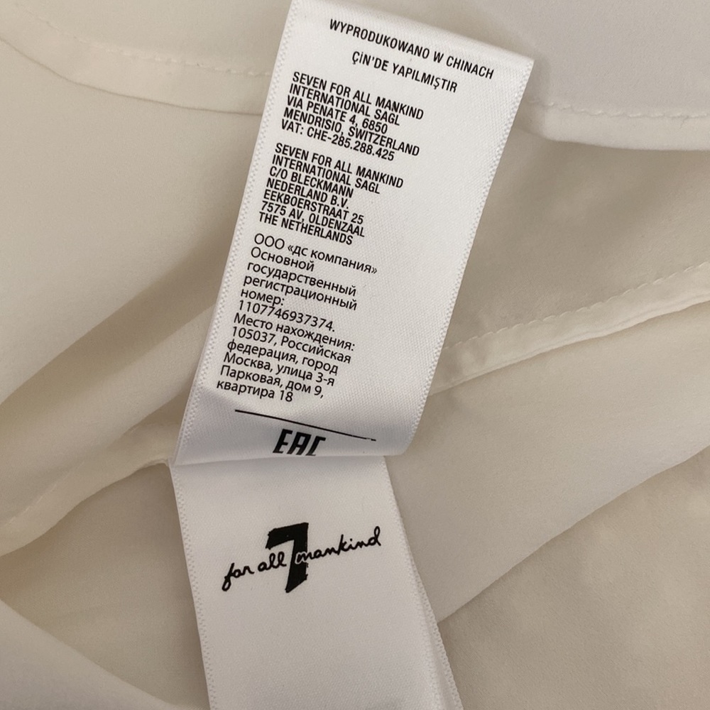 7 FOR ALL MANKIND Ivory Black Contrast Neck Tie Sleeveless Top size small - Picture 10 of 11